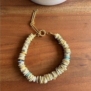 Anthropologie Serefina Gold Shell Beaded Necklace